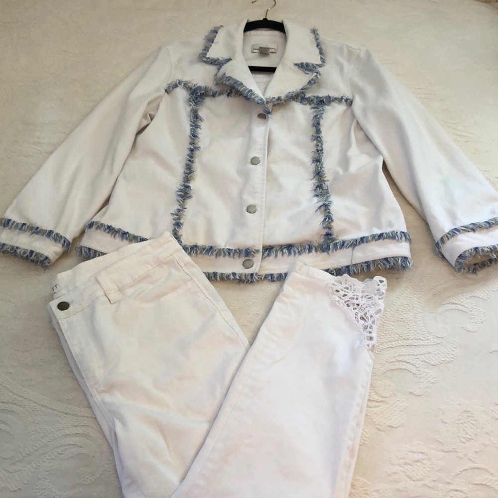 White denim jacket and jeans